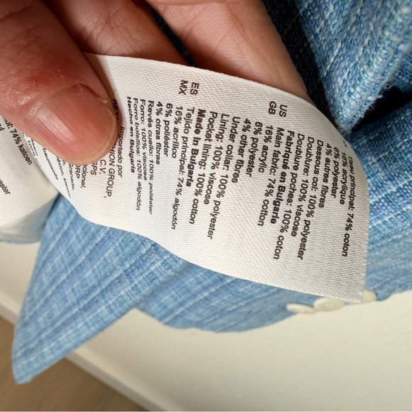 SANDRO Paris Blue Tweed Double Breasted Blazer Size 36 US 4/Small - Picture 14 of 16